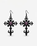 Onyx Cross Earrings