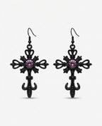 Onyx Cross Earrings