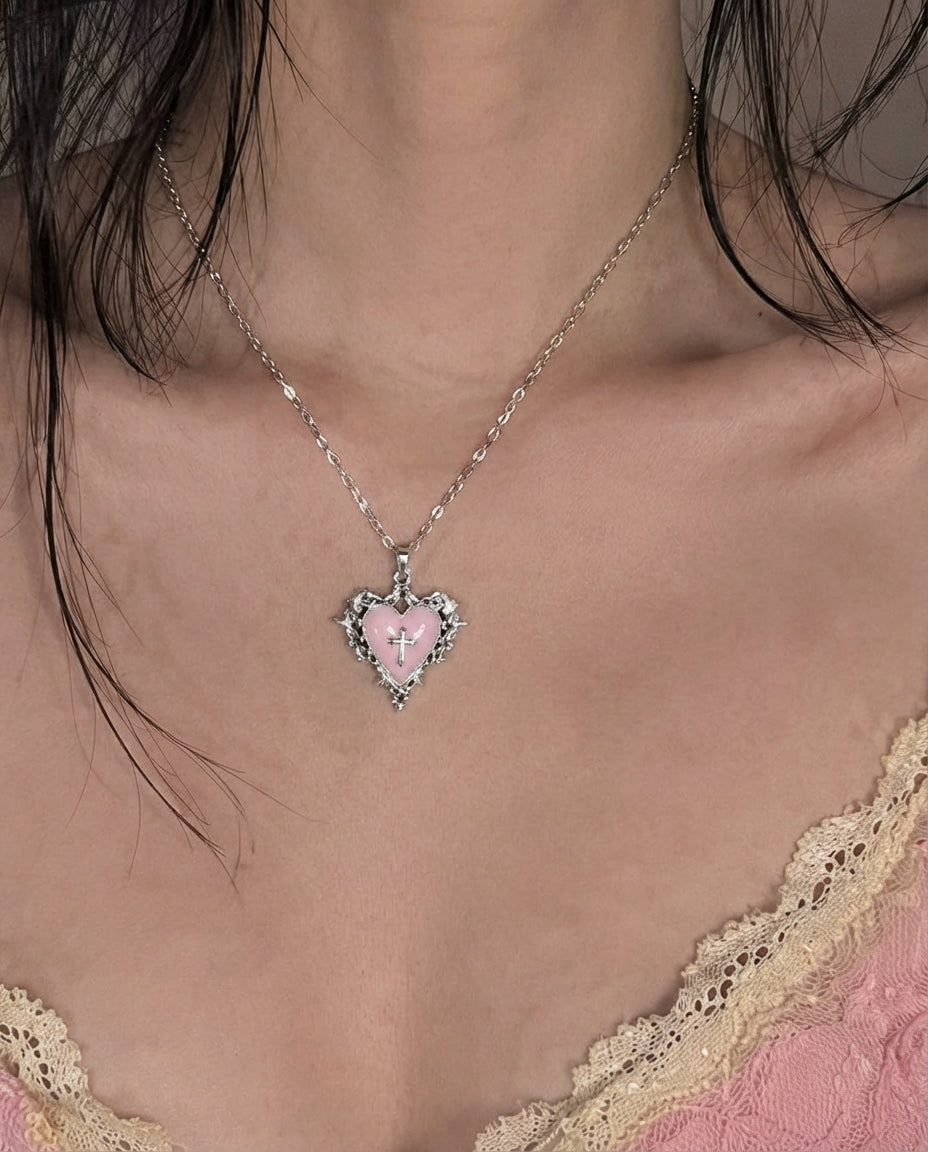 Pink Thorn Heart Pendant